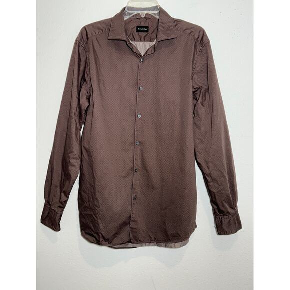 Ermenegildo Zegna Burgundy Printed Cotton Button Down Shirt Size L - Picture 1 of 6